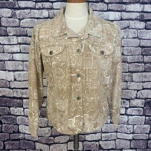 Chico's Tan & White Jean Style Jacket Size M